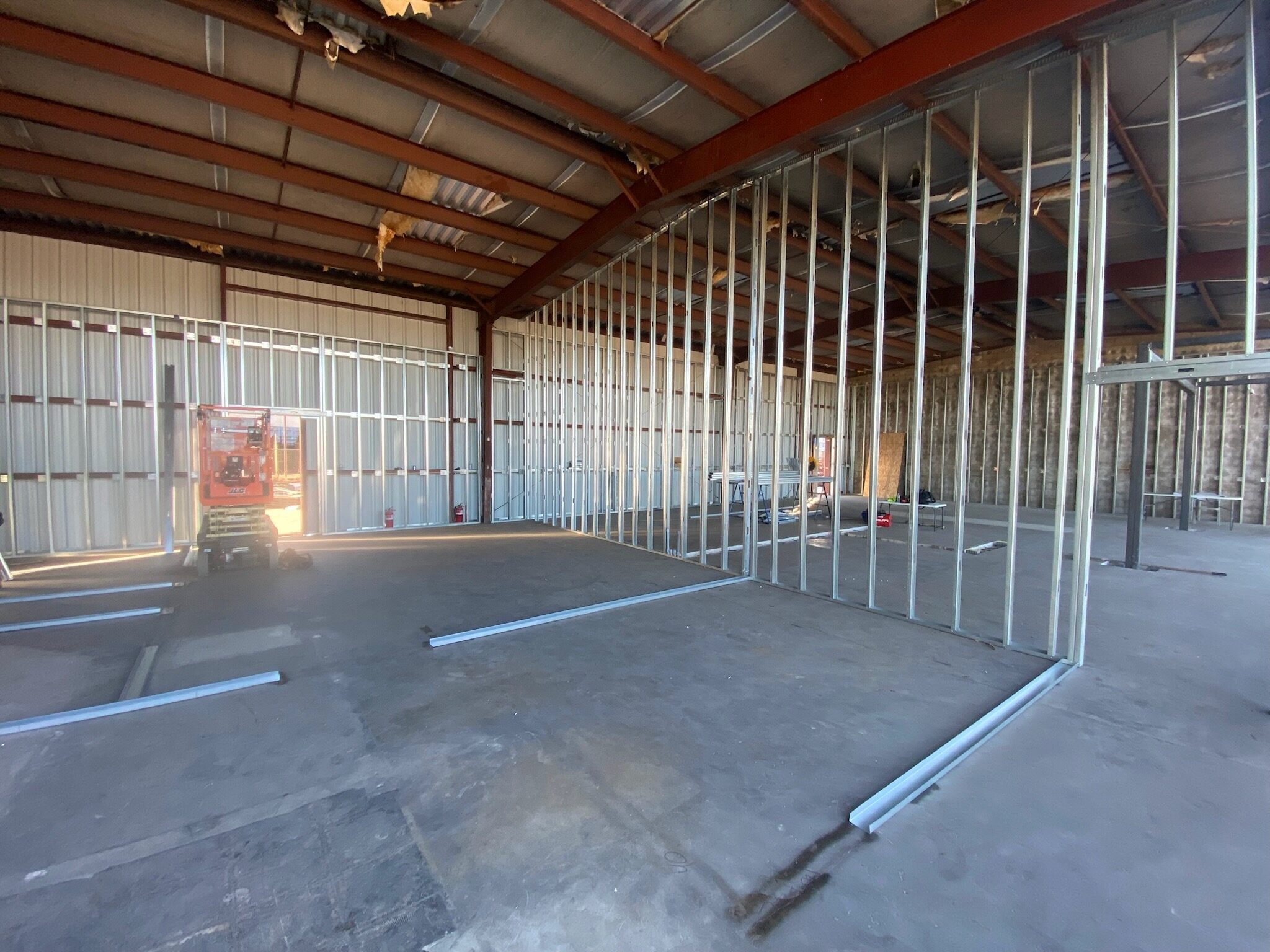 Metal stud framing during TI construction