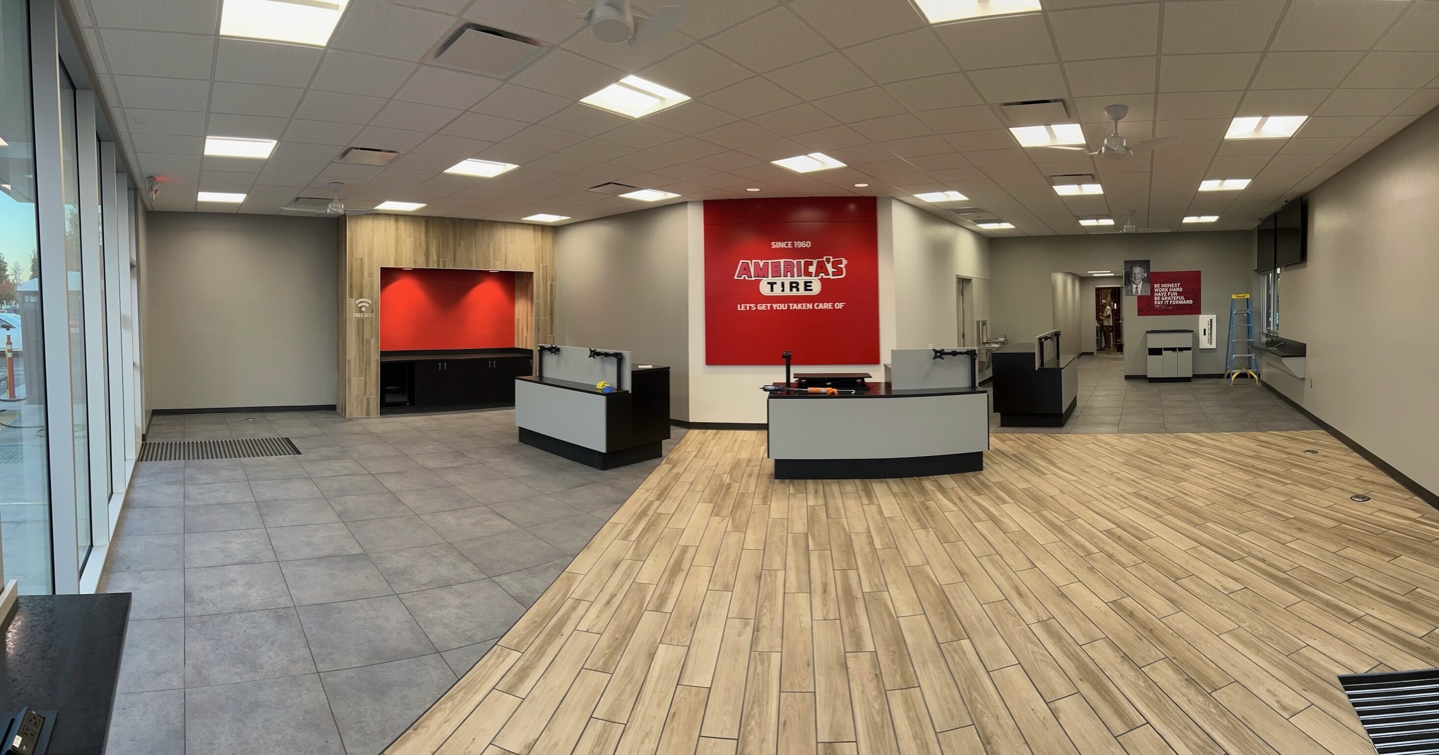 Custom counters and wood flooring