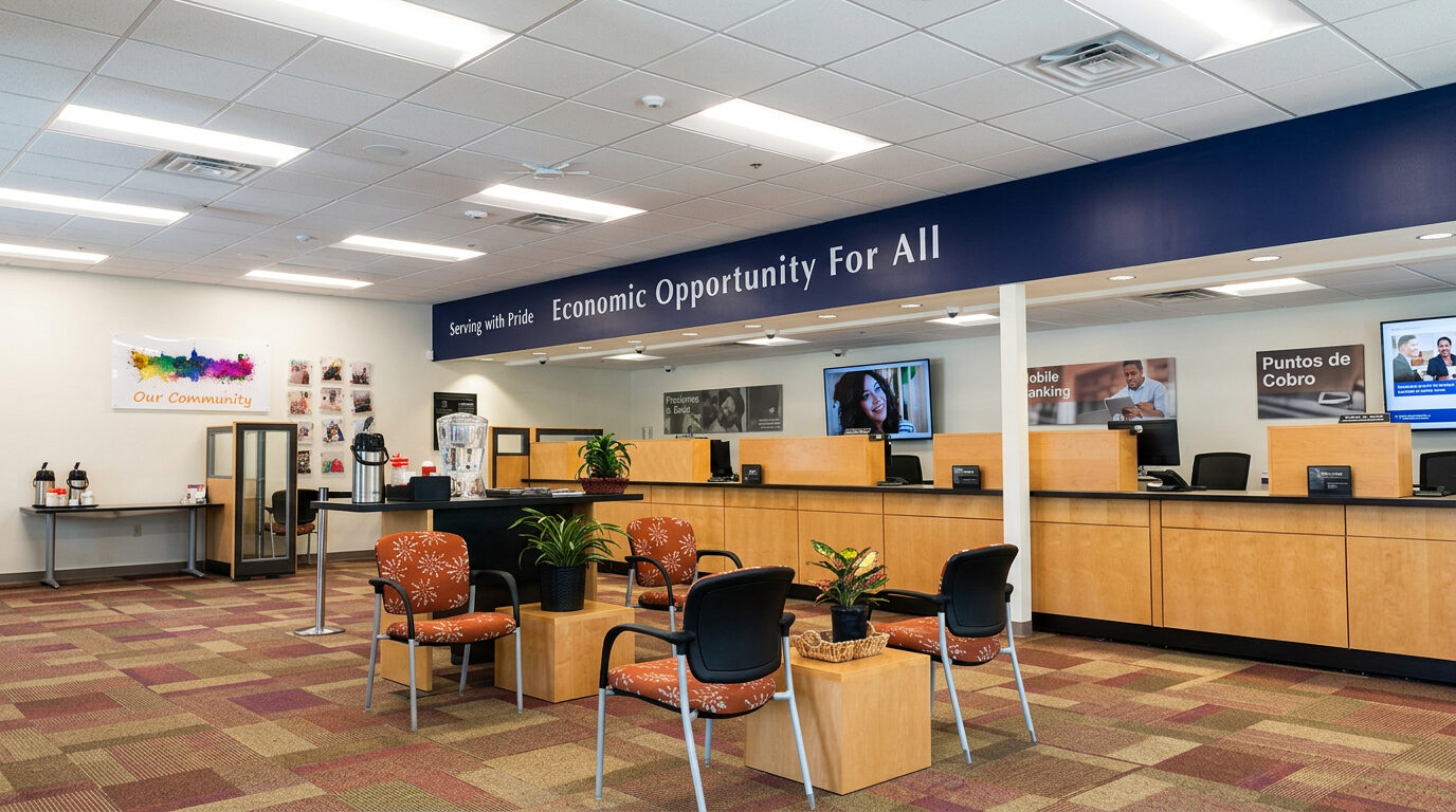 Financial institution interior build-out — Self Help Credit Union by Drake Contracting